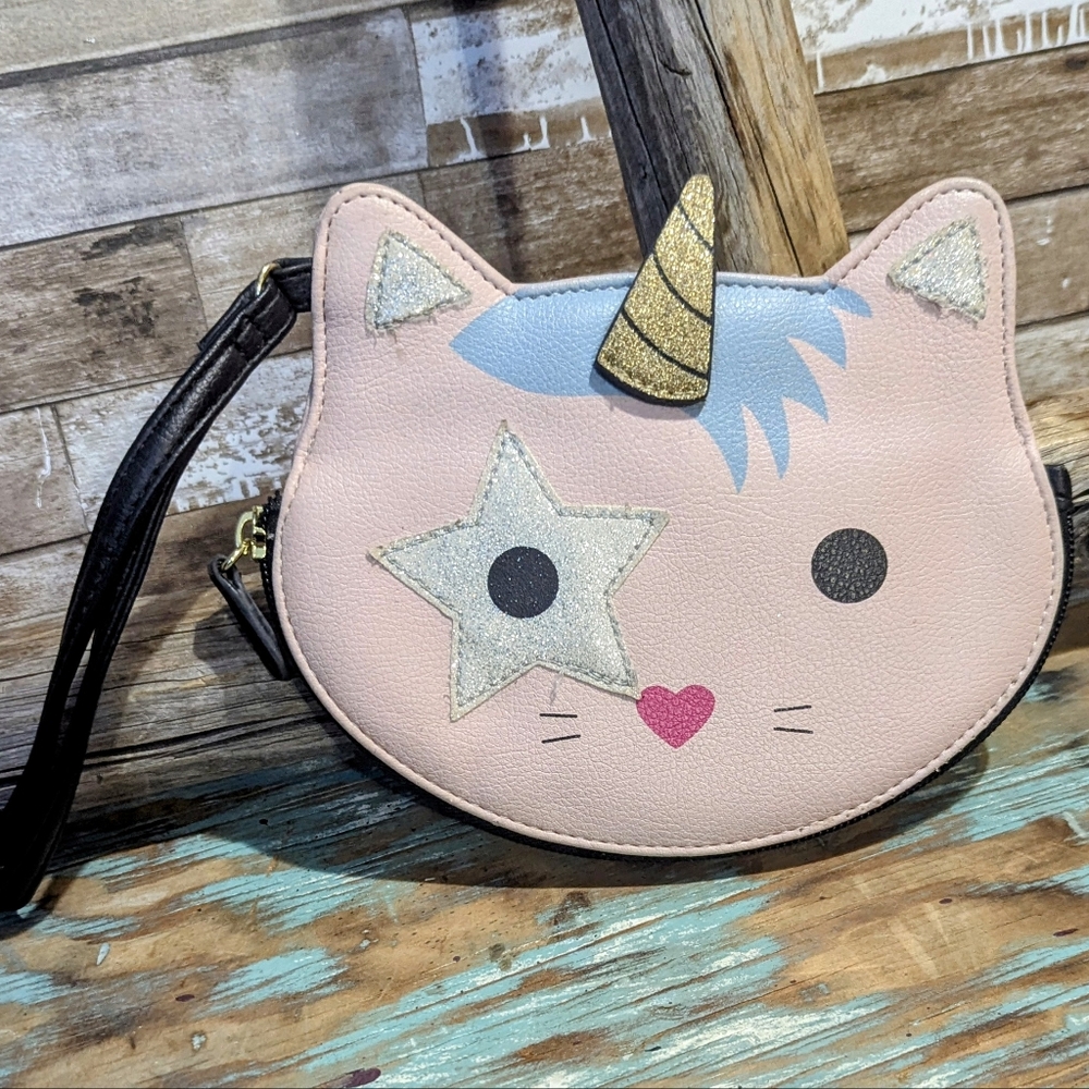 Betsey Johnson Luv Betsey Pink Unicorn Cat Wristlet